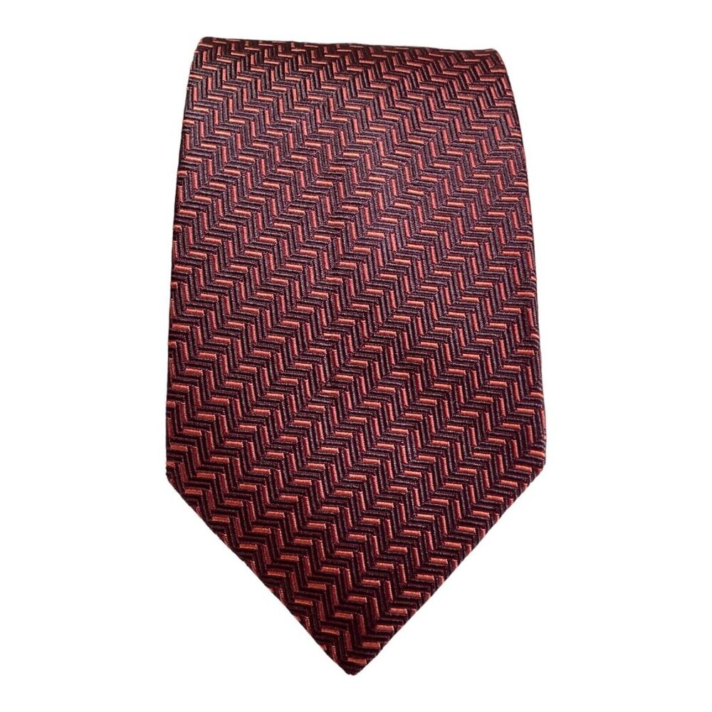 Dormeuil Brown Herringbone Silk Tie HMade France 60"-3.5" EC